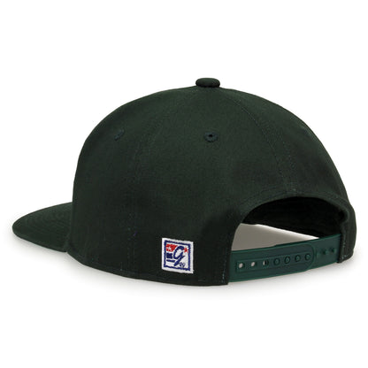 Baylor Retro Circle snapback hat in dark green, rear view showing the adjustable snap closure