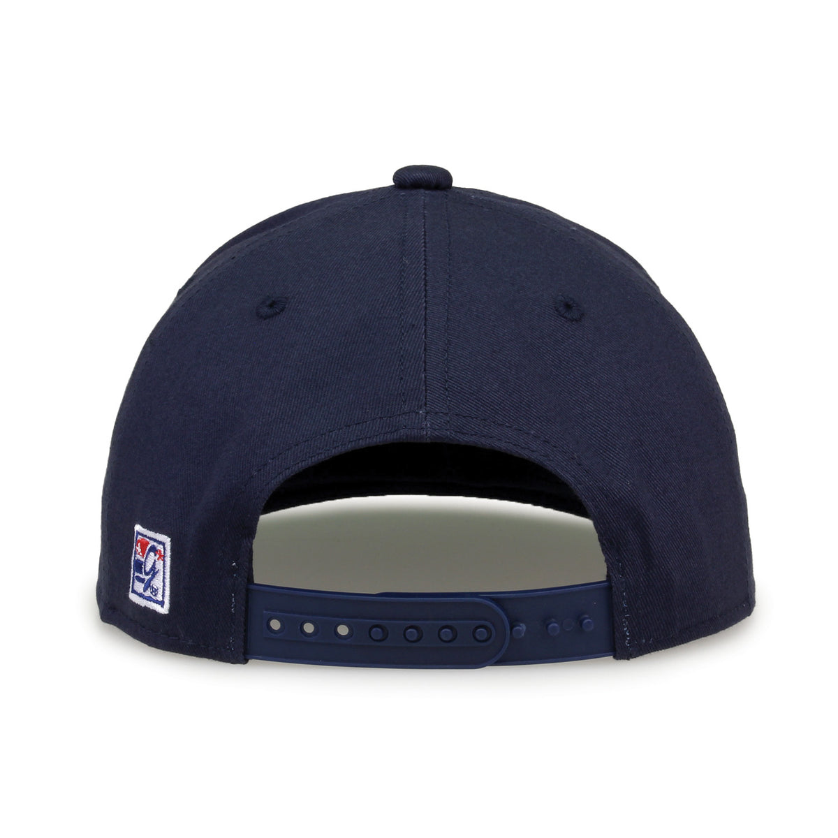 Georgia Southern Retro Circle snapback hat in navy, straight rear view showing the adjustable snap closure