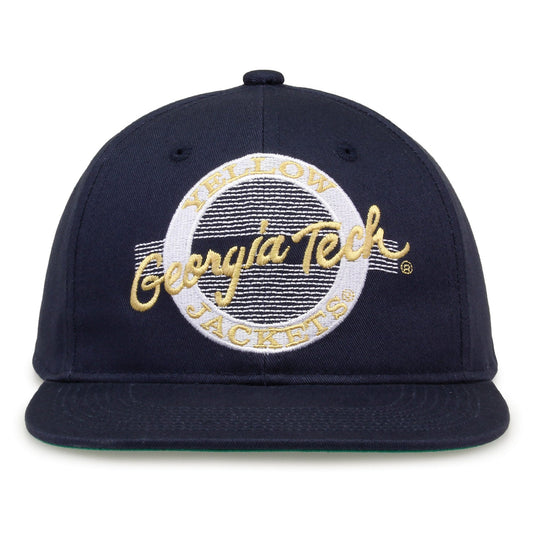 Georgia Tech Yellow Jackets Retro Circle Snapback - Navy, front view