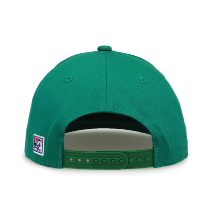 Marshall Retro Circle snapback hat in green, straight rear view showing the adjustable snap closure