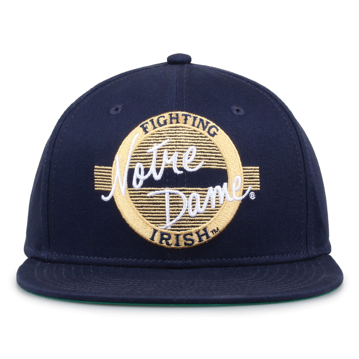Notre Dame Fighting Irish Retro Circle Snapback - Navy, front view