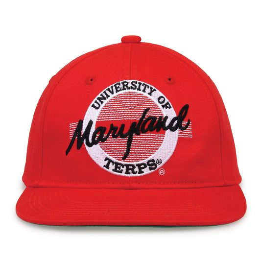 Maryland Terrapins Retro Circle Snapback - Red, front view