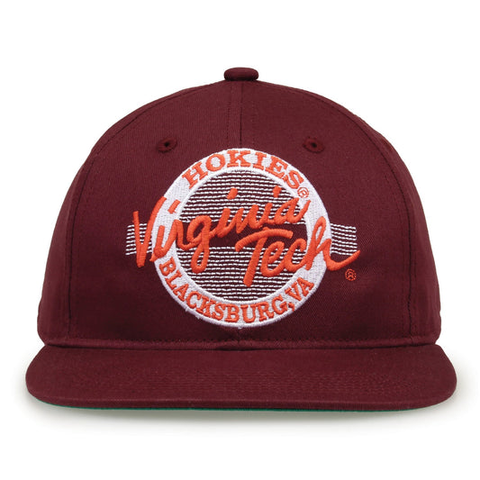 Virginia Tech Hokies Retro Circle Snapback - Maroon, front view