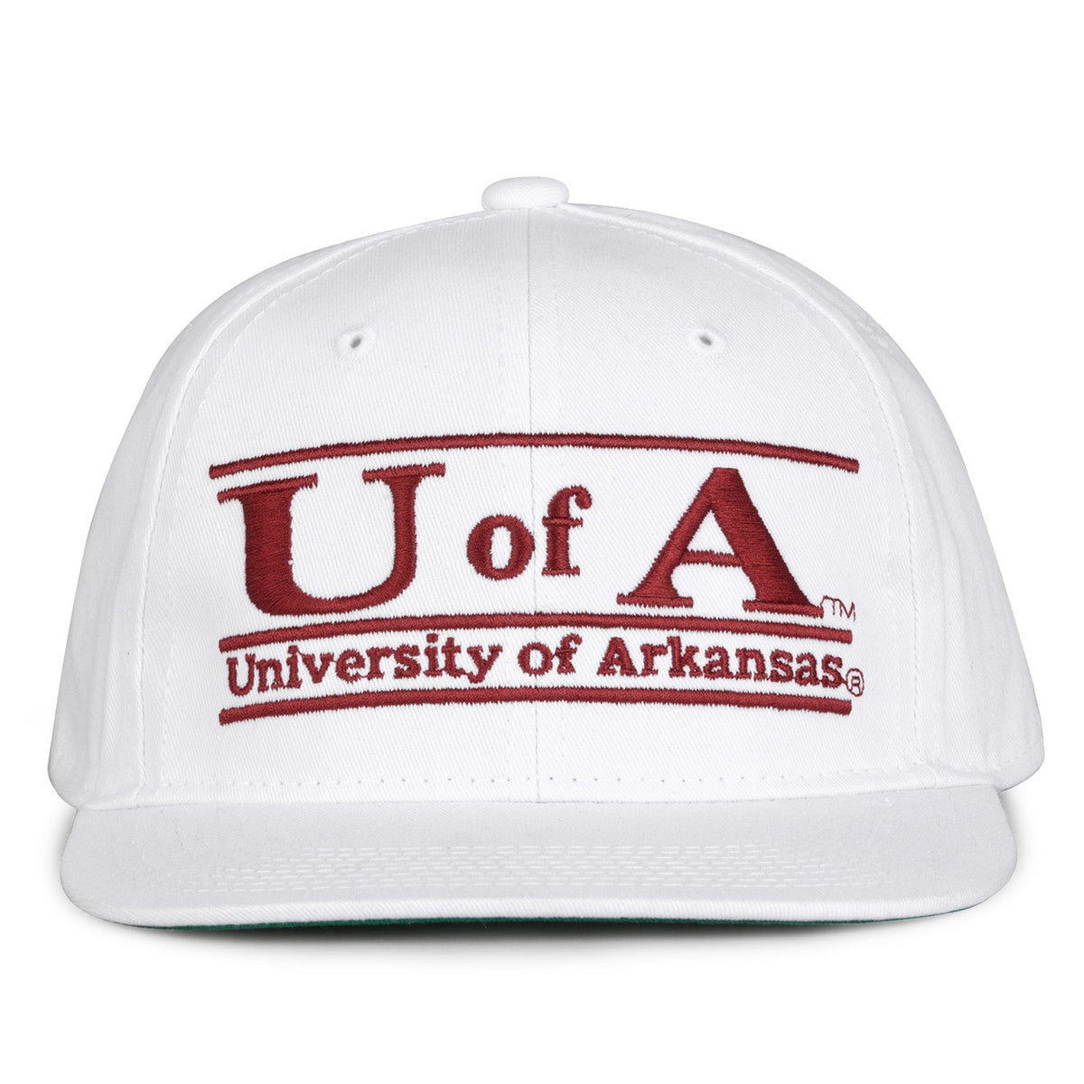 Arkansas Razorbacks Retro Bar Snapback - White, front view
