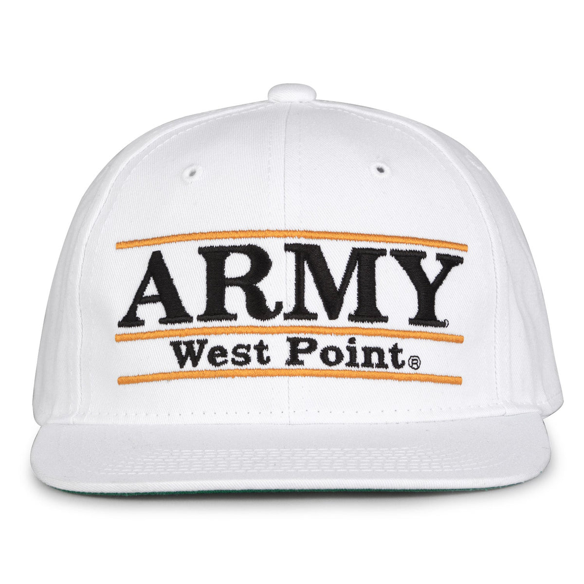 Army Black Knights Retro Bar Snapback - White, front view