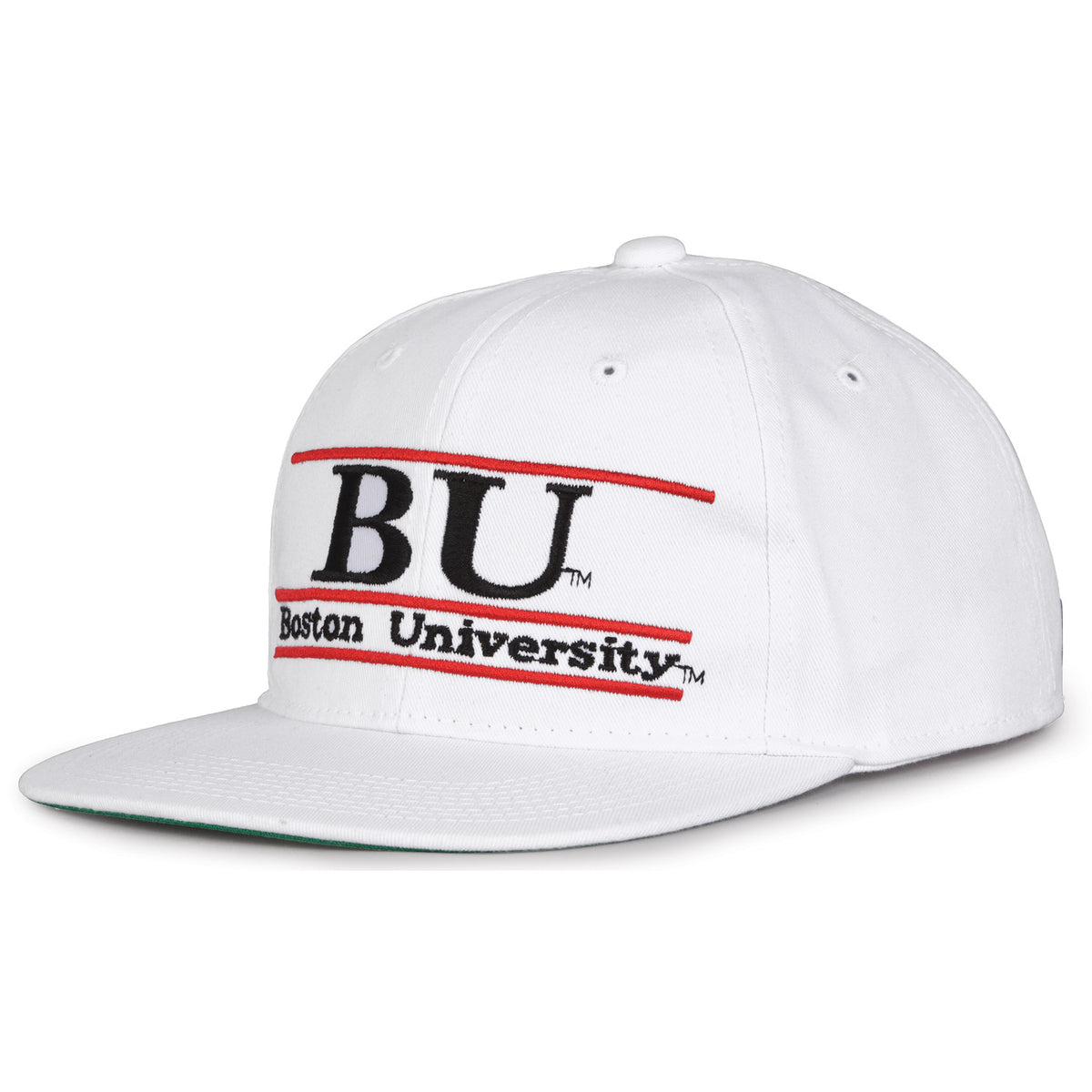 Boston Retro Bar snapback hat in white, angled view