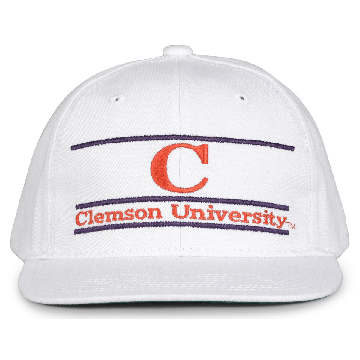 Clemson Tigers Retro Bar Snapback - White, front view