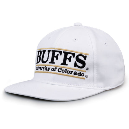 Colorado Retro Bar snapback hat in white, angled view