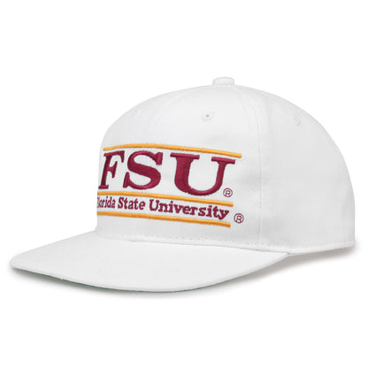Florida State Retro Bar snapback hat in white, angled view