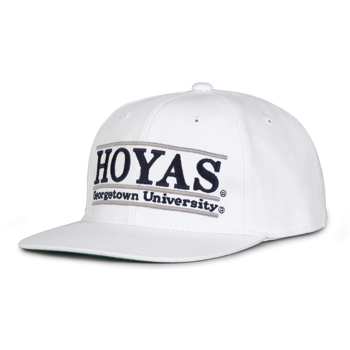 Georgetown Retro Bar snapback hat in white, angled view