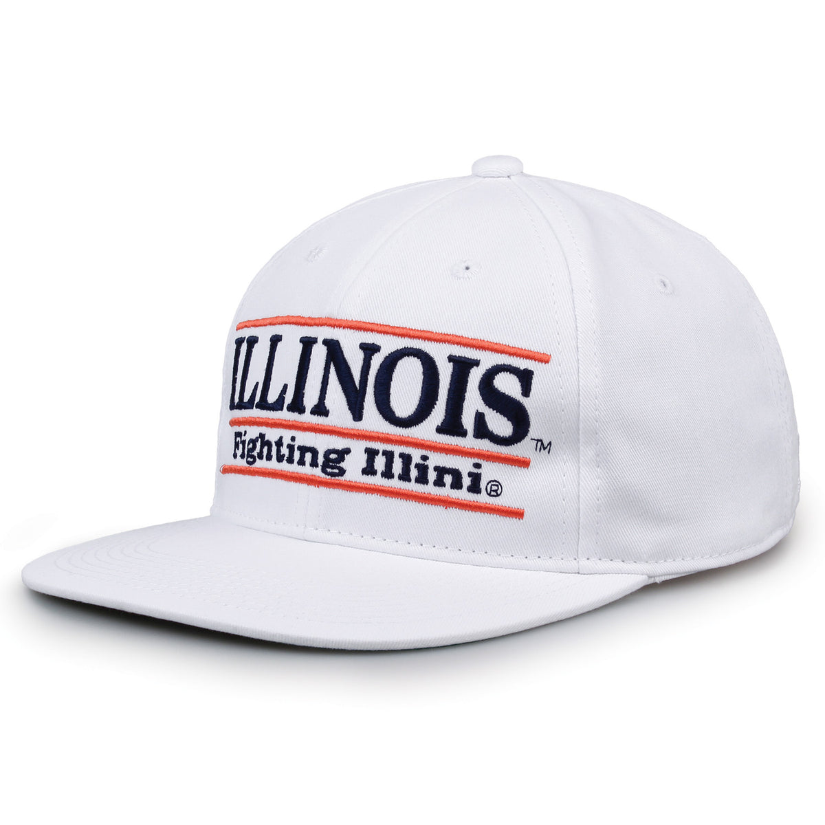 Illinois Retro Bar snapback hat in white, angled view