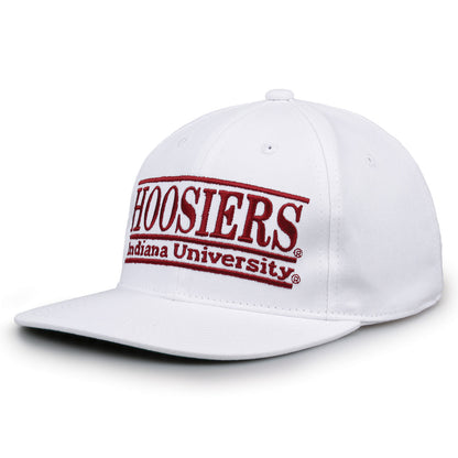 Indiana Retro Bar snapback hat in white, angled view