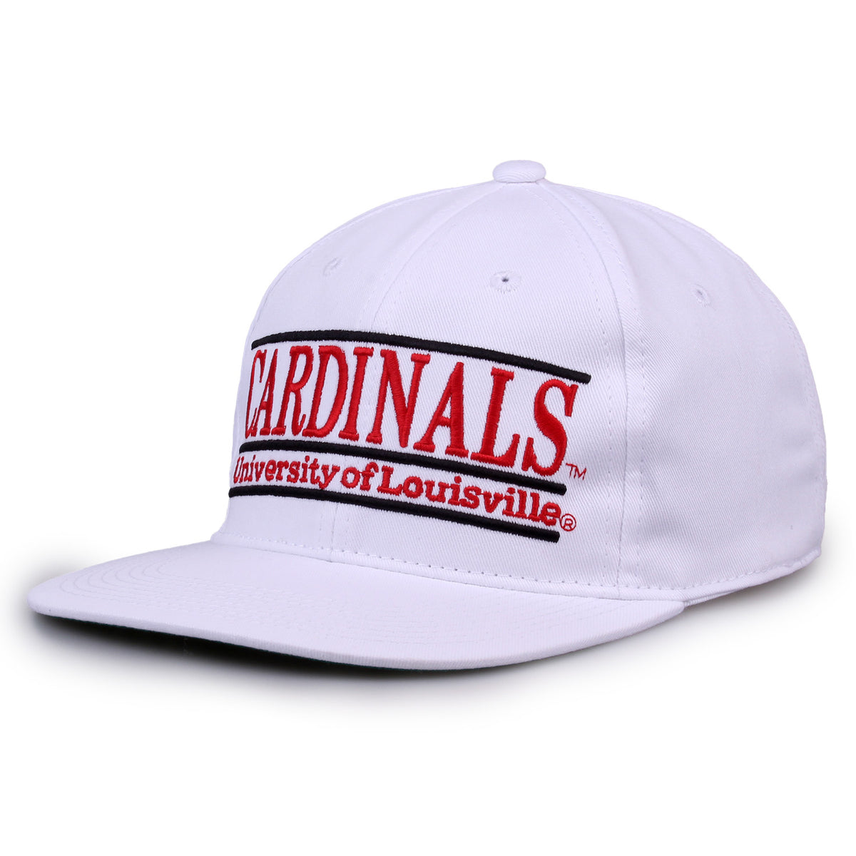 Louisville Retro Bar snapback hat in white, angled view