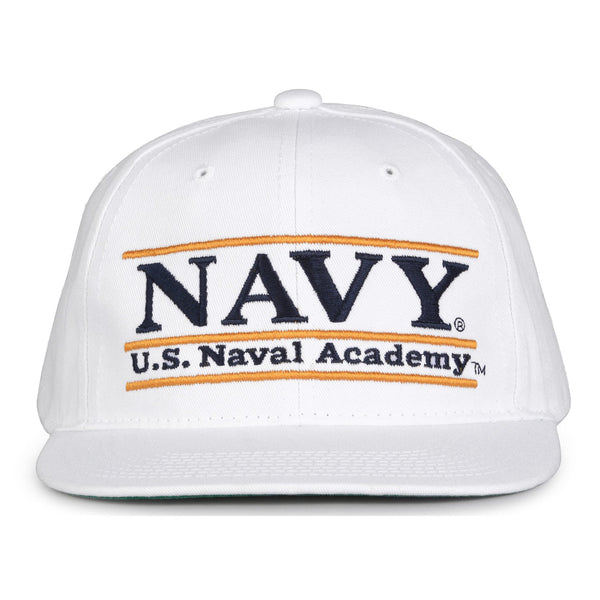 Navy Retro Bar Snapback - White