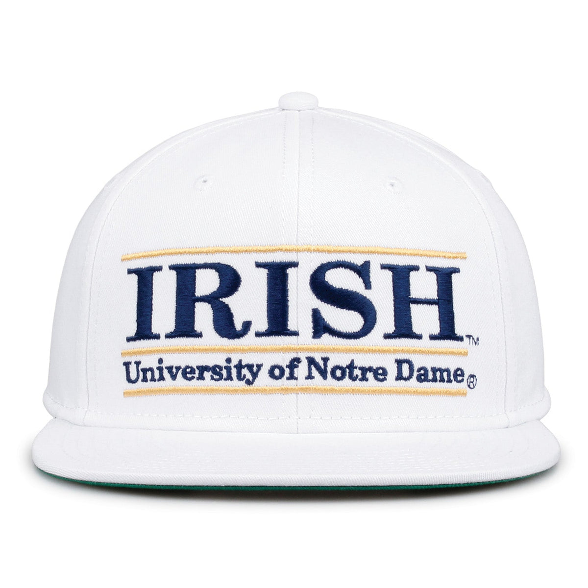 Notre Dame Fighting Irish Retro Bar Snapback - White, front view