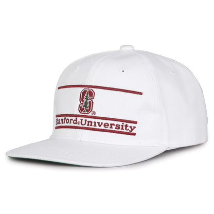 Stanford Retro Bar snapback hat in white, angled view