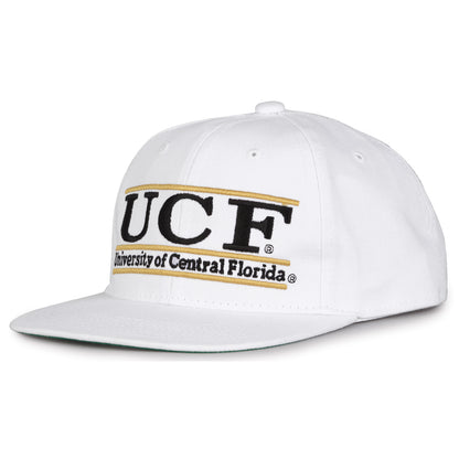 UCF Retro Bar snapback hat in white, angled view