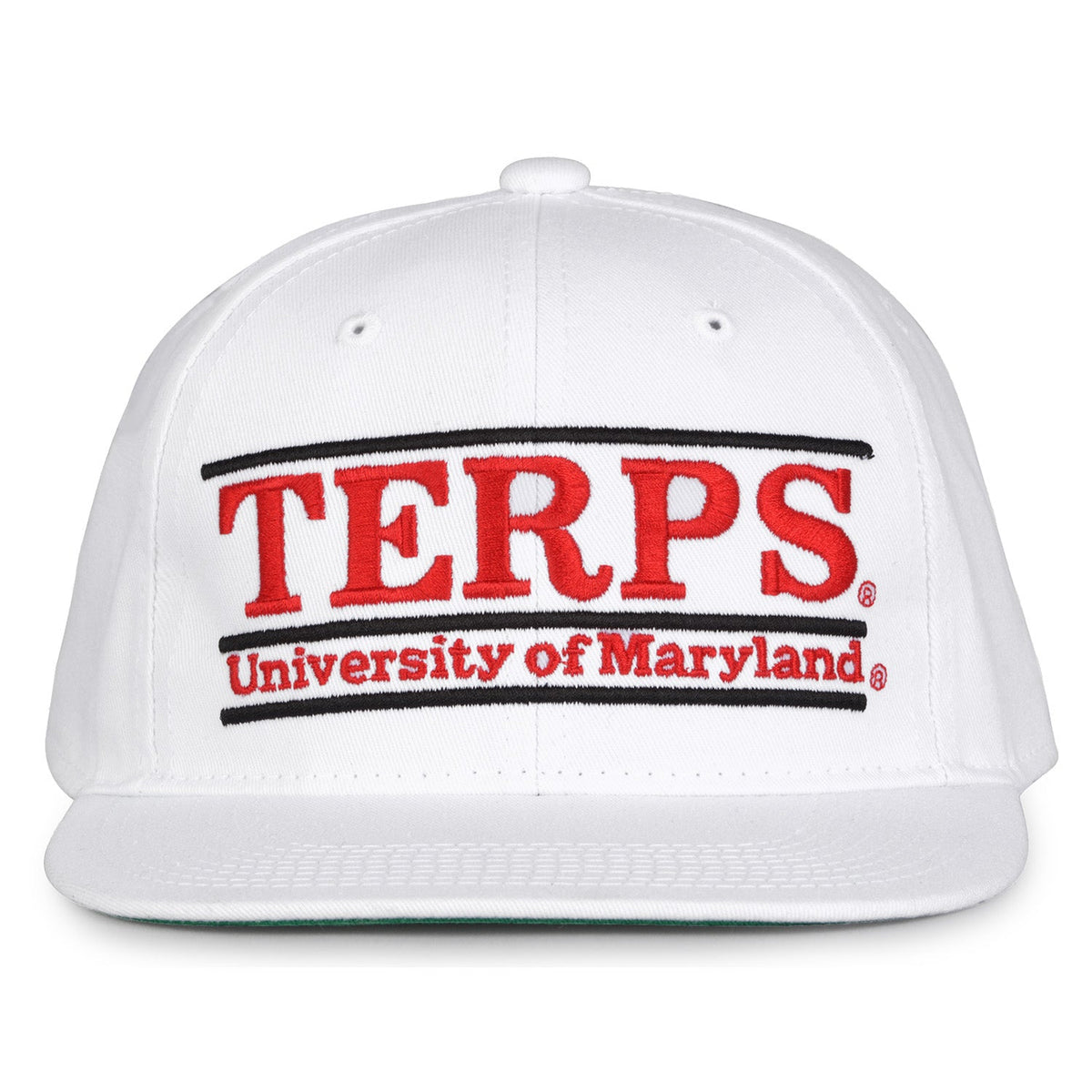 Maryland Terrapins Retro Bar Snapback - White, front view