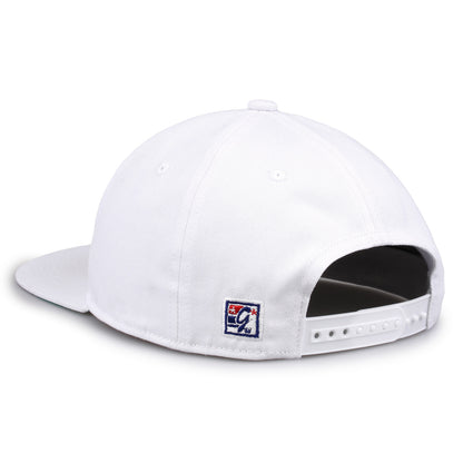 USC Retro Bar snapback hat in white, rear view showing the adjustable snap closure