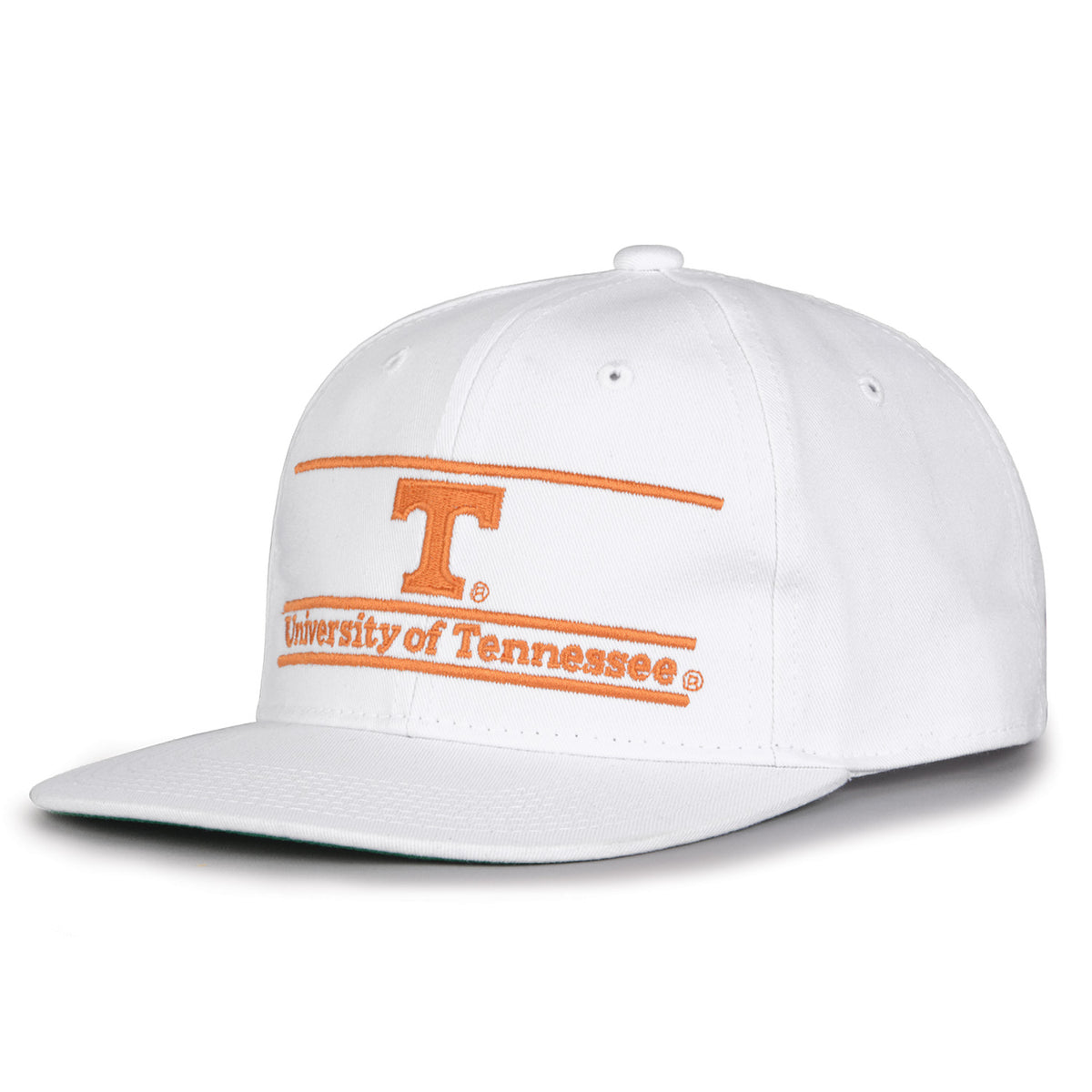 Tennessee Retro Bar snapback hat in white, angled view