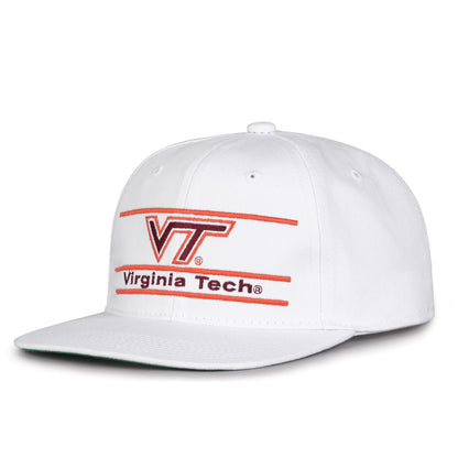 Virginia Tech Retro Bar snapback hat in white, angled view