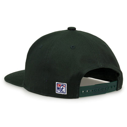 Colorado State Retro Bar snapback hat in dark green, rear view showing the adjustable snap closure