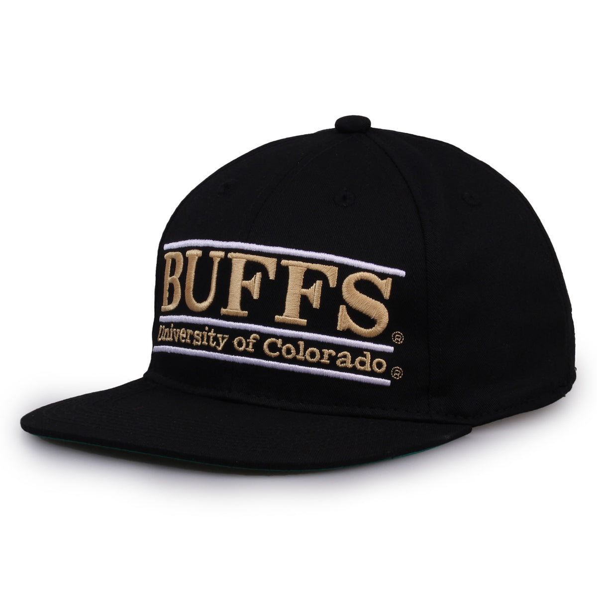 Colorado Retro Bar snapback hat in black, angled view