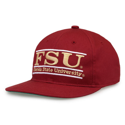 Florida State Retro Bar snapback hat in cardinal red, angled view