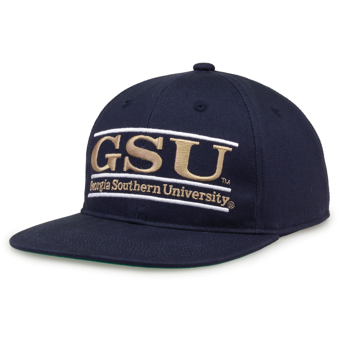 Georgia Southern Retro Bar snapback hat in navy, angled view