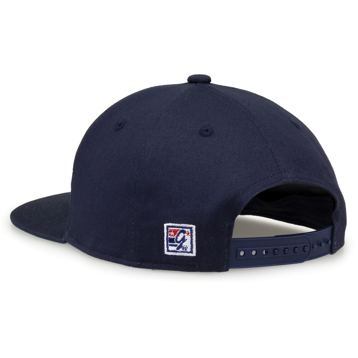 Georgia Southern Retro Bar snapback hat in navy, rear view showing the adjustable snap closure