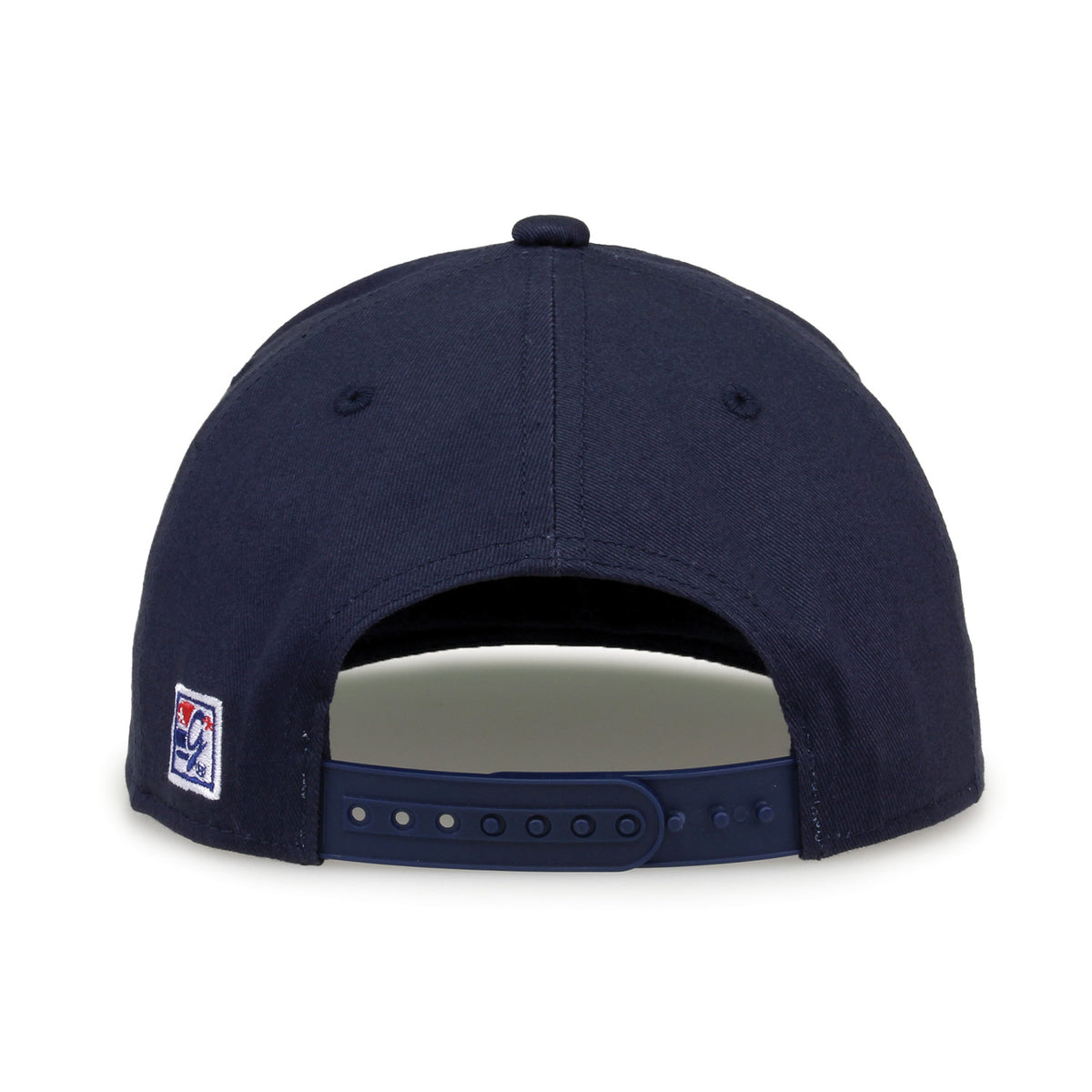 Georgia Southern Retro Bar snapback hat in navy, straight rear view showing the adjustable snap closure