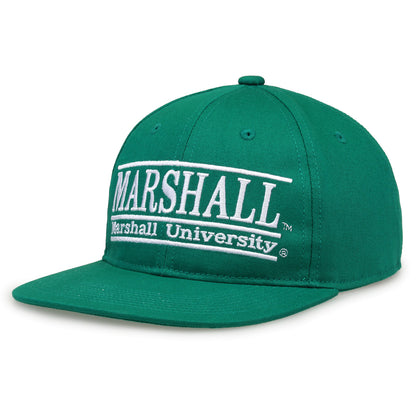 Marshall Retro Bar snapback hat in green, angled view