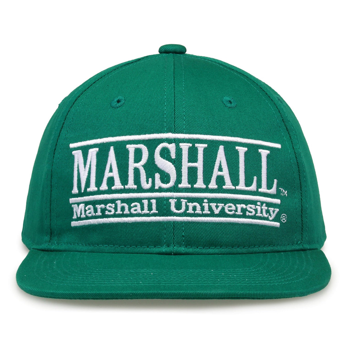 Marshall Thundering Herd Retro Bar Snapback - Green, front view