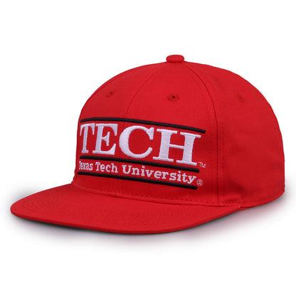 Texas Tech Retro Bar snapback hat in red, angled view