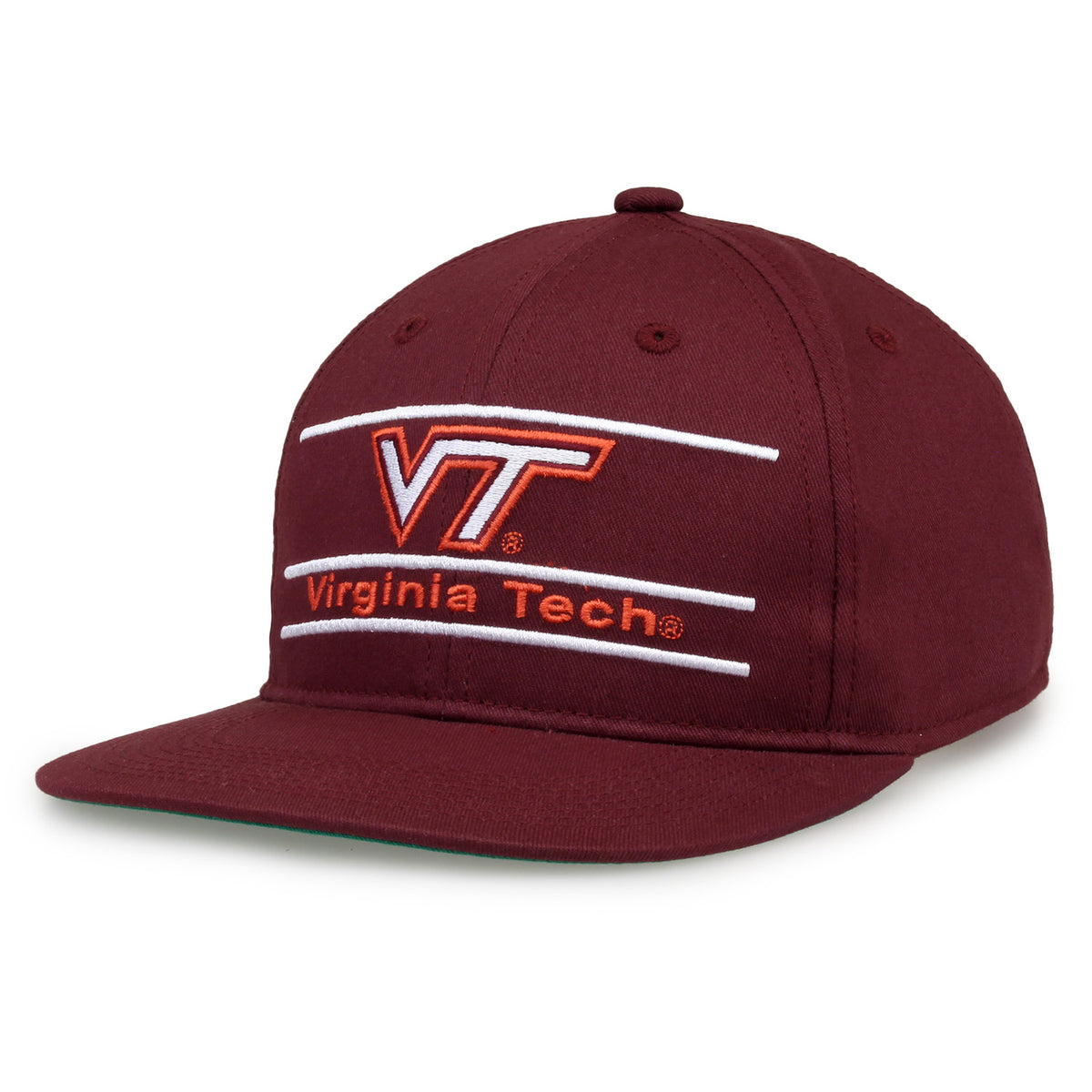 Virginia Tech Retro Bar snapback hat in maroon, angled view