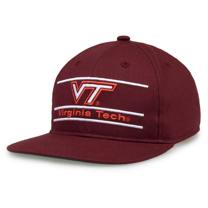 Virginia Tech Retro Bar snapback hat in maroon, angled view
