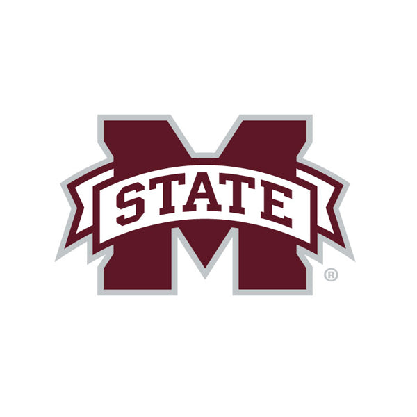 Mississippi State logo with a red 'M' and 'STATE' text on a white background