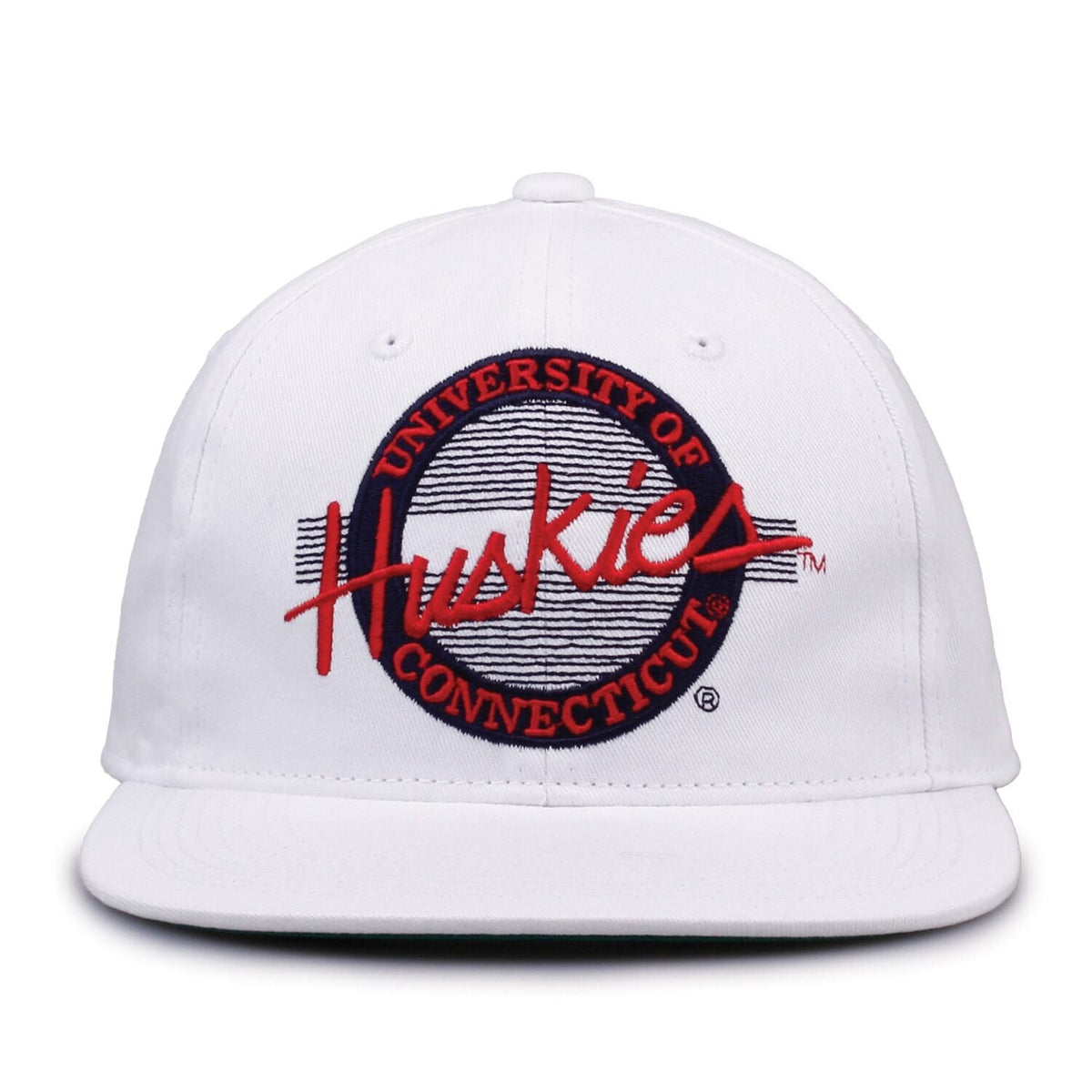 UConn Huskies Retro Circle Snapback - White, front view