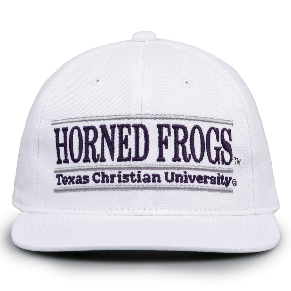 TCU Horned Frogs Retro Bar Snapback - White, front view