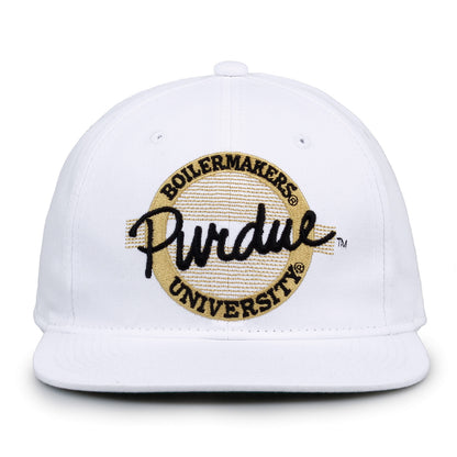 Purdue Snapback Hat Retro Circle Design