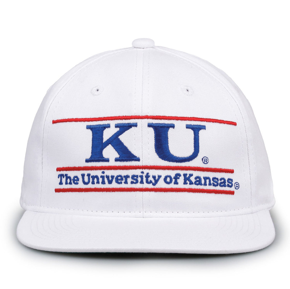 Kansas Jayhawks Retro Bar Snapback - White, front view