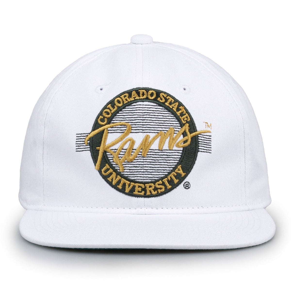 Colorado State Rams Retro Circle Snapback - White, front view
