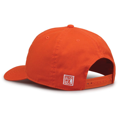 Clemson Tigers Original Heritage Script Snapback in orange, rear view showing adjustable snapback closure