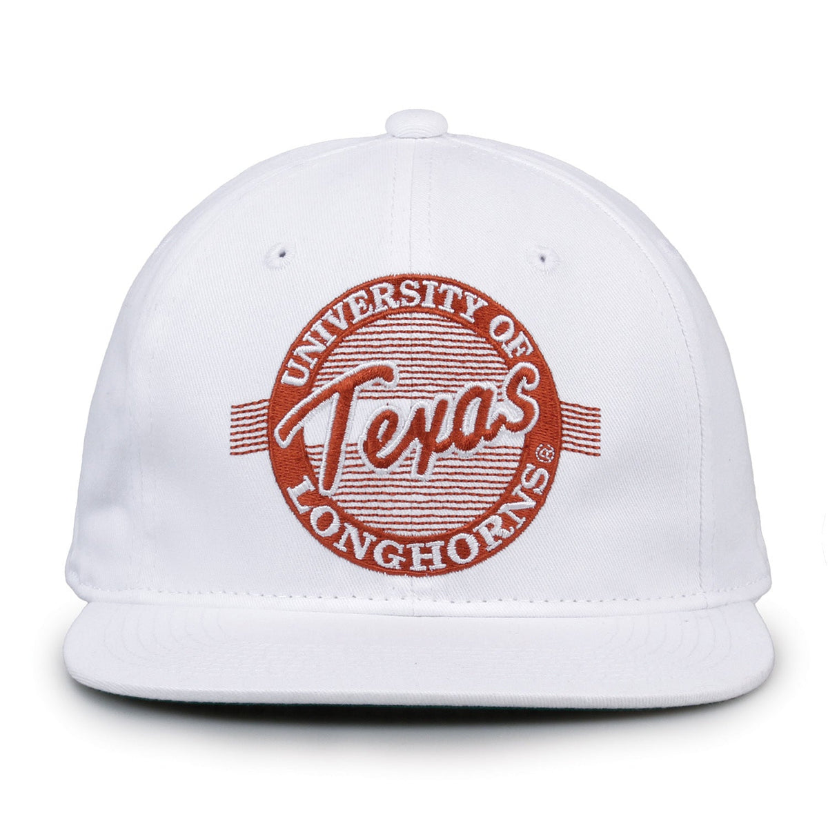Texas Longhorns Retro Circle Snapback - White, front view
