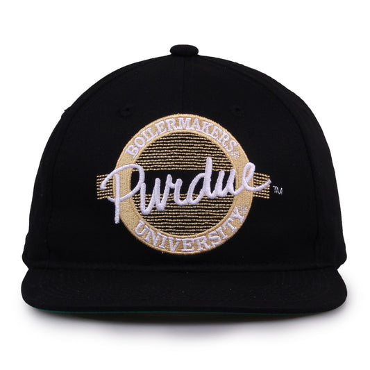 Purdue Boilermakers Retro Circle Snapback - Black, front view