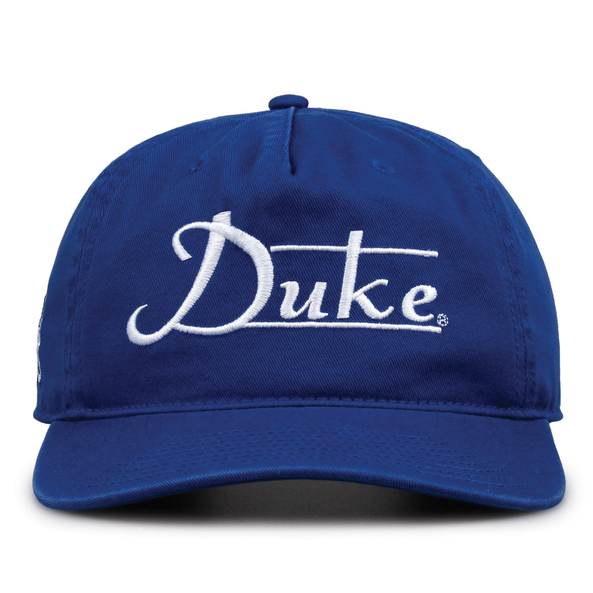 Duke Blue Devils Original Heritage Bar Snapback in royal blue, front view of embroidered school script and bar design