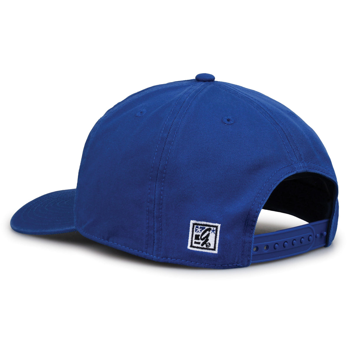 Duke Blue Devils Original Heritage Script Snapback in royal blue, rear view showing adjustable snapback closure