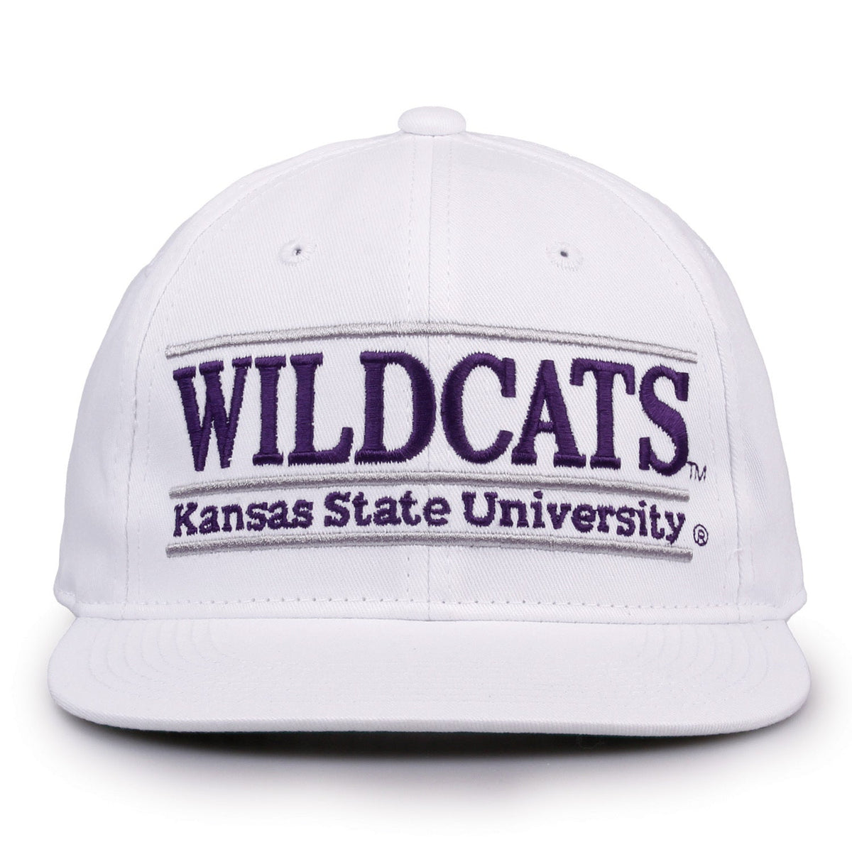 Kansas State Wildcats Retro Bar Snapback - White, front view