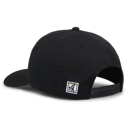 Iowa Hawkeyes Original Heritage Script Snapback in black, rear view showing adjustable snapback closure