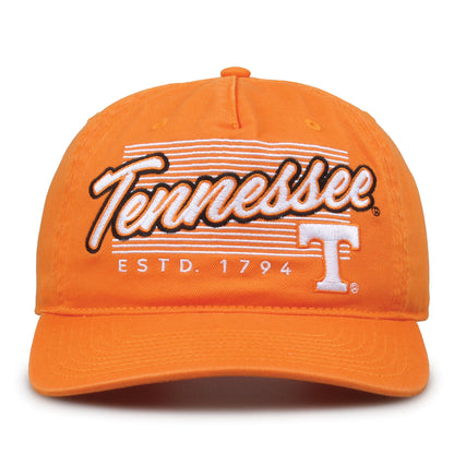 Tennessee Volunteers Original Heritage Script Snapback in tennessee orange, front view showing embroidered school script